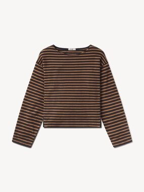BUCK MASON Catalina Breton Tee |Long Sleeve Stripes | Dark Navy / Spice | Size M
